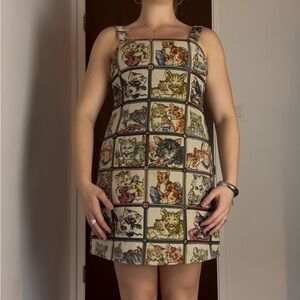 Vintage Handmade Cat Print Dress